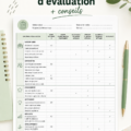 Une grille d'entretien annuel d'évaluation sur un bureau avec des notes.
