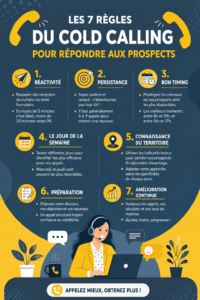 Infographie illustrant les 7 règles essentielles du cold calling
