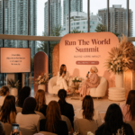 Affiche du Run The World Summit mettant en avant des femmes sportives