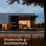 Vue extérieure du showroom G, un espace créatif et moderne.