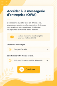 Capture d'écran de l'interface de connexion d'email d'entreprise.