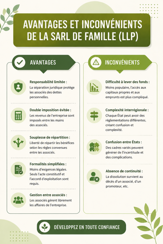 Image représentant les avantages et inconvénients de la SARL.