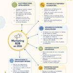 Une femme analysant des graphiques de marketing B2B pour 2026.