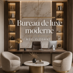 Un bureau moderne au design élégant avec des touches néoclassiques.