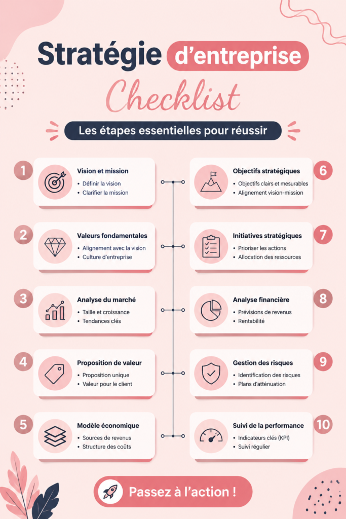 Un entrepreneur examinant une checklist stratégique pour son business.