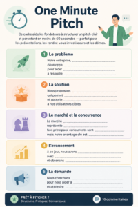 Femme d'affaires préparant un pitch d'une minute avec confiance