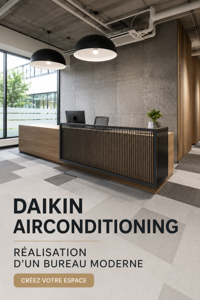 Un bureau moderne équipé d'une climatisation Daikin pour un confort optimal