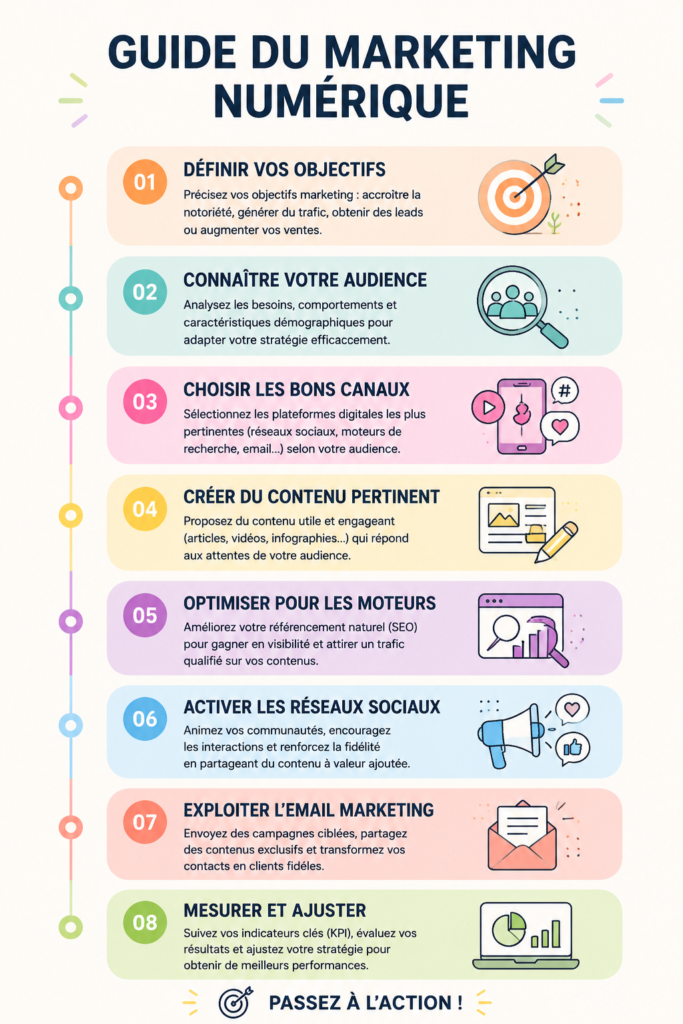 Femme souriante utilisant son ordinateur pour le marketing numérique.