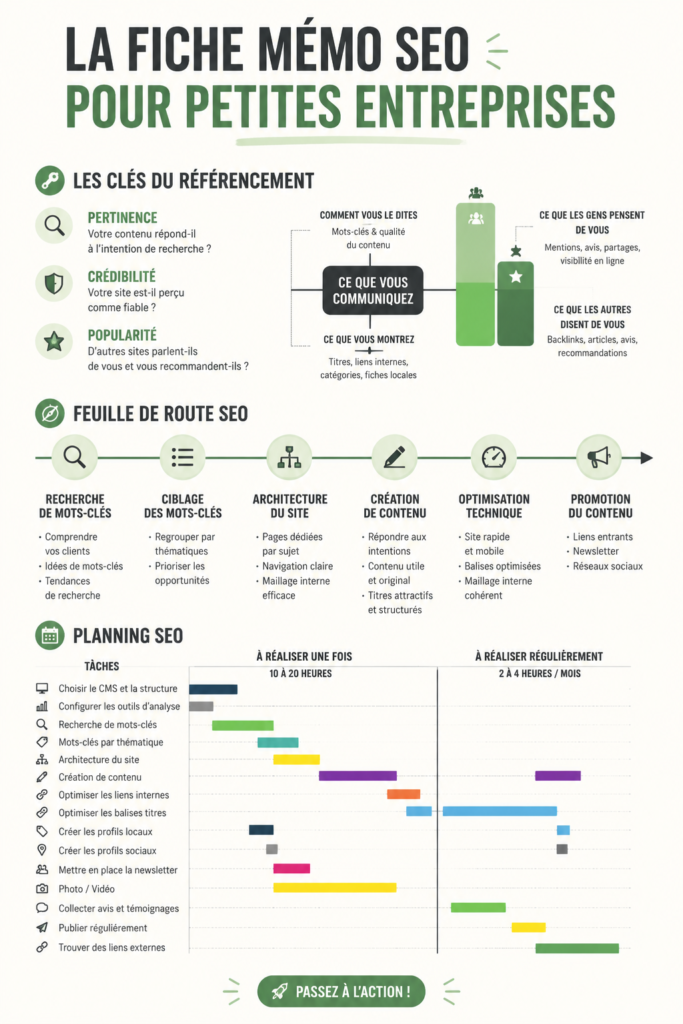 Illustration d'une femme d'affaires travaillant sur son ordinateur, analysant le SEO de son site