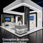 Stand d'exposition coloré à Dubaï, attirant l'attention des visiteurs.