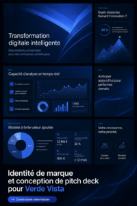 Un exemple de pitch deck avec une présentation visuelle professionnelle et attrayante.