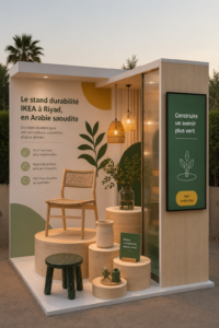 Stand IKEA à Riyad mettant en avant des solutions écoresponsables.