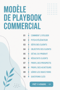 Un modèle de playbook de vente illustrant les éléments clés d'une stratégie commerciale efficace.
