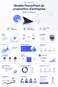 Image d'un modèle PowerPoint corporate avec un design professionnel.