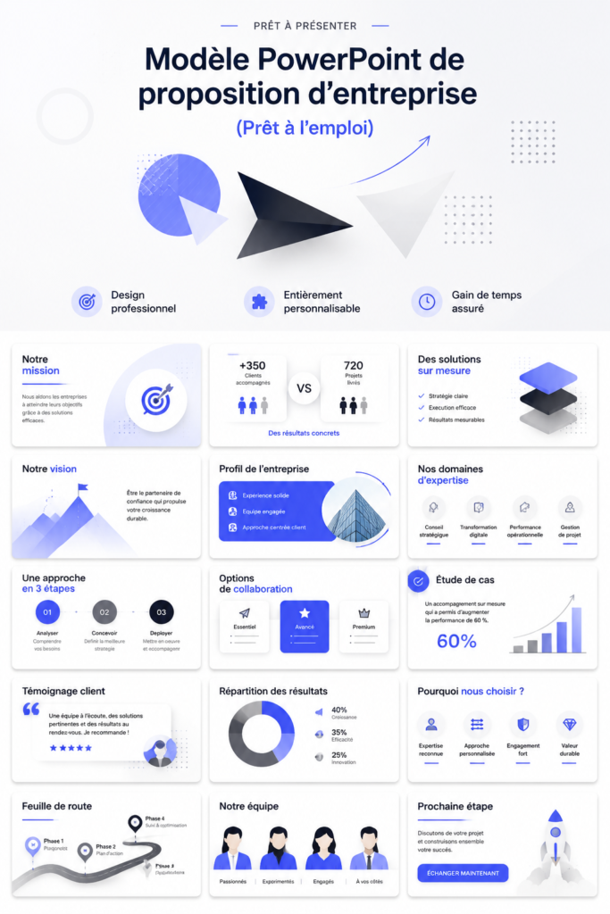 Image d'un modèle PowerPoint corporate avec un design professionnel.