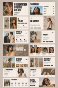 Modèle de présentation de briefing créatif avec des visuels inspirants et structurés