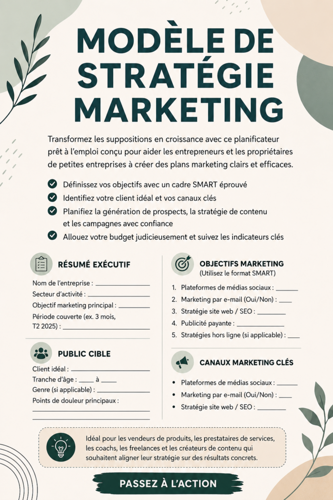 Exemple de modèle simple pour une stratégie marketing efficace