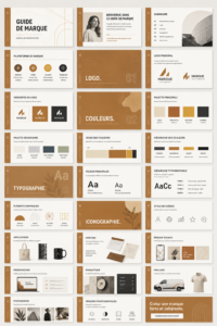 Modèle de présentation de charte graphique sur fond clair avec des éléments de design