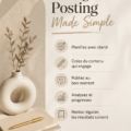 Une femme utilisant son smartphone pour poster sur Instagram, écran montrant un aperçu d'une publication colorée.
