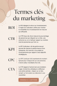 Illustration des termes clés du marketing subtils et accessibles