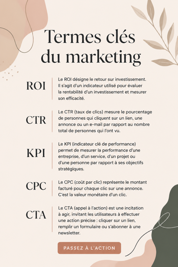 Illustration des termes clés du marketing subtils et accessibles