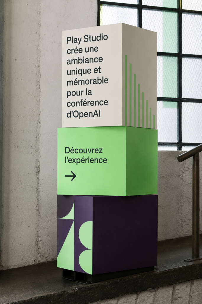 Décor coloré et accueillant de Play Studio à la conférence OpenAI