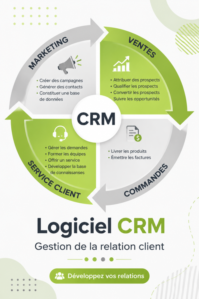 Capture d'écran d'un logiciel CRM en interface utilisateur.