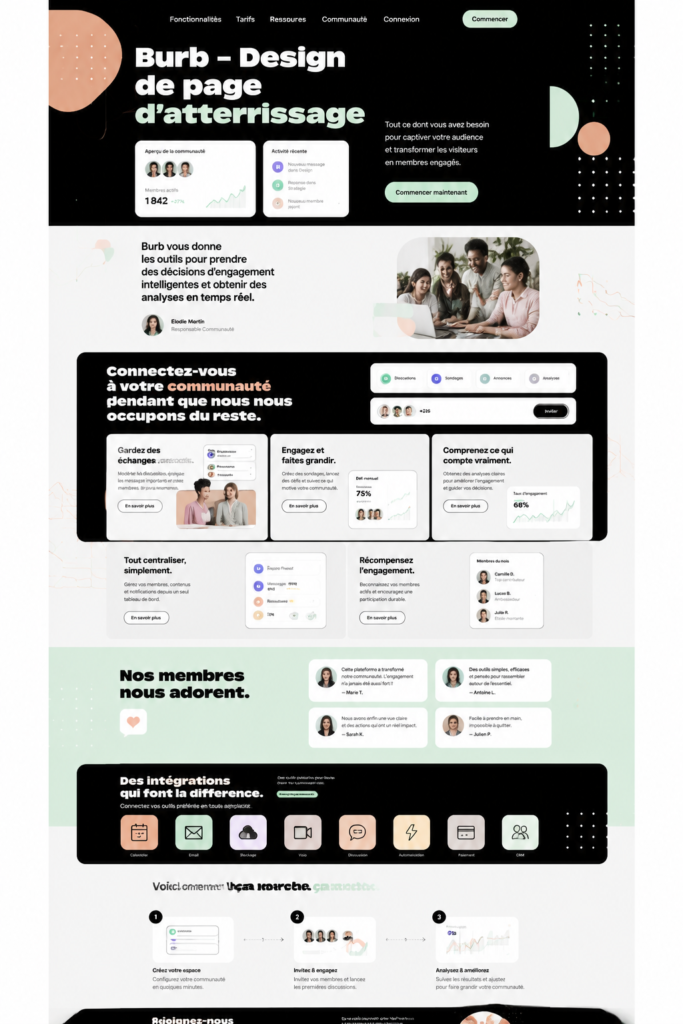 Design moderne d'une page d'atterrissage avec des visuels engageants et un appel à l'action clair