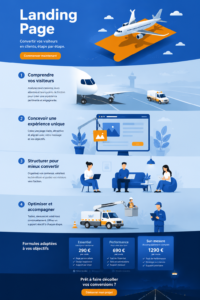 Exemple de landing page efficace avec un design engageant et un appel à l'action clair.