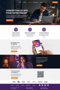 Une capture d'écran d'un site web moderne créé avec Vcardpay