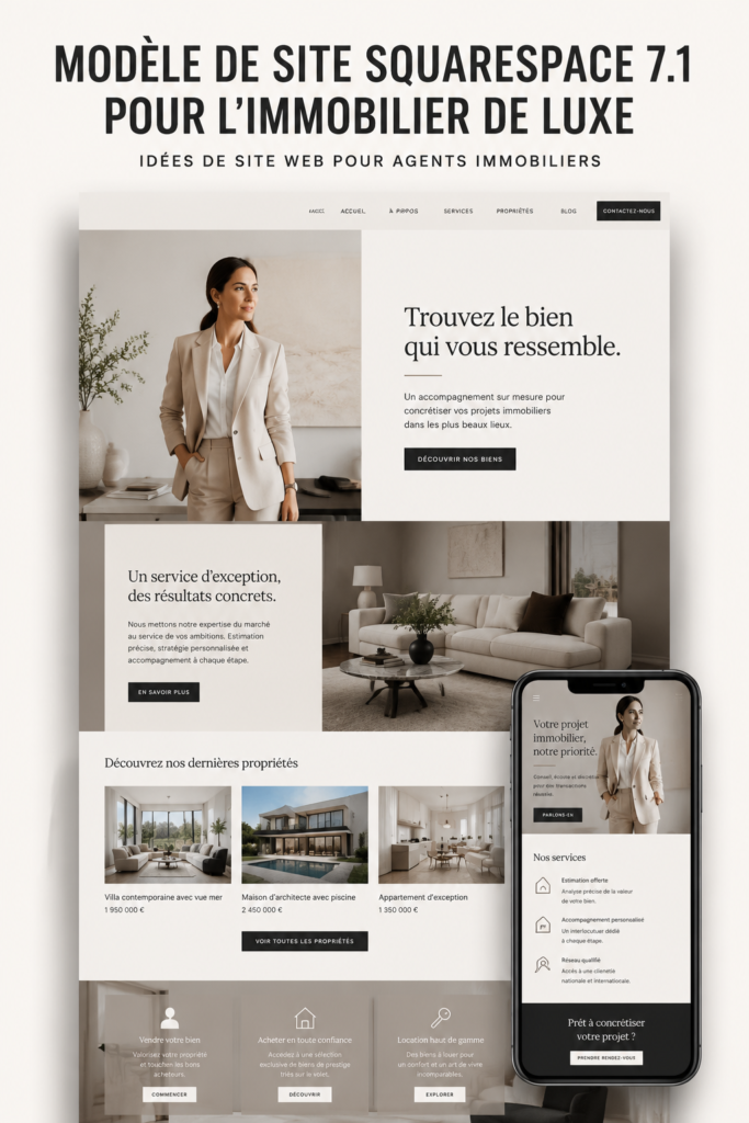 Site web immobilier de luxe avec une interface élégante