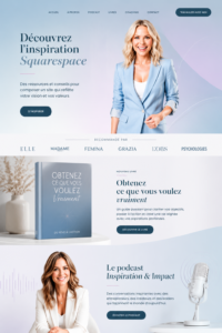 Capture d'écran d'un site Squarespace joliment conçu, représentant des designs modernes et attrayants.