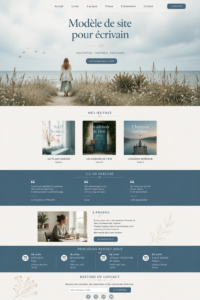 Exemple de modèle de site WIX pour écrivains avec un design accueillant.