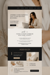Capture d'écran d'un modèle de site Showit, adapté aux prestataires de services professionnels.