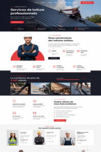 Modèle de site web professionnel pour services de toiture avec un design attrayant.