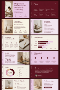 Modèles de propositions commerciales sur Canva, illustrant un design professionnel et flexible.