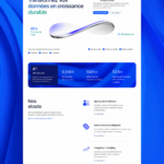 Capture d'écran d'une page d'accueil SaaS avec un design moderne et épuré.