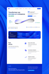 Capture d'écran d'une page d'accueil SaaS avec un design moderne et épuré.