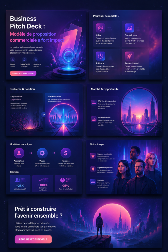 Une femme présentant un pitch deck lors d'une réunion d'affaires, avec des graphiques et des données.