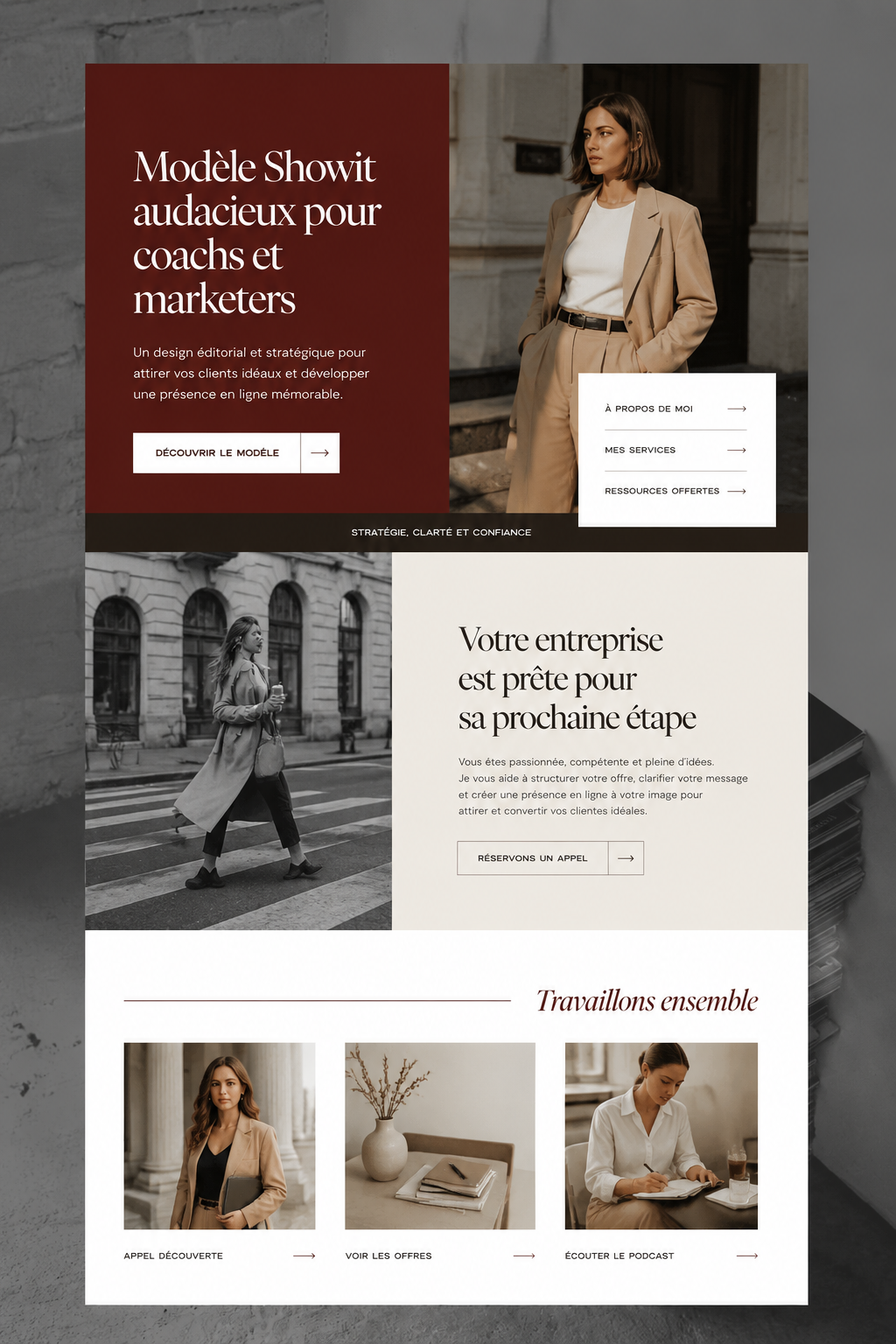 Exemple d'un site web audacieux pour coachs et marketeurs, avec un design captivant.