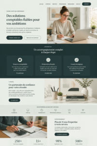 Capture d'écran d'un site web de consultant freelance, avec un design soigné et professionnel.