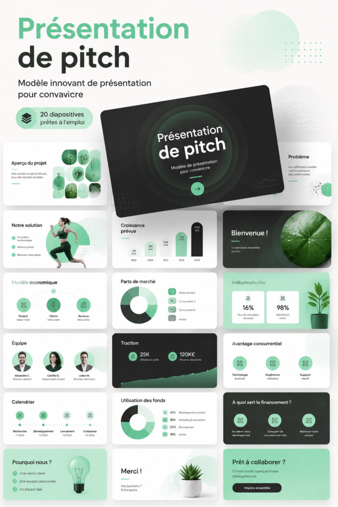Template de présentation moderne conçu dans Figma, mêlant élégance et praticité.