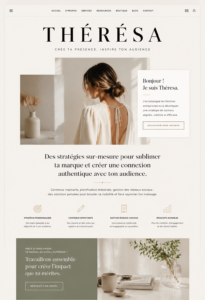 Thème WordPress Elementor pour les entrepreneuses, affichant un design moderne et féminin