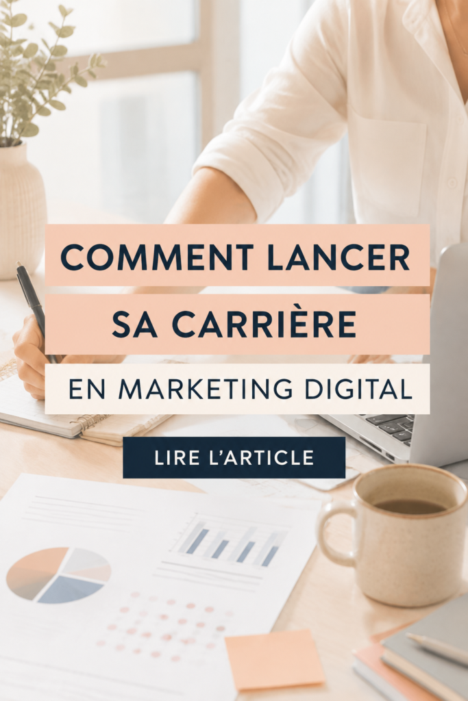Femme travaillant sur un ordinateur à un bureau, explorant une carrière en marketing digital.
