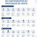 Une femme examinant des diagrammes de processus de vente sur un tableau.
