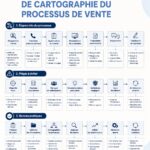 Une femme examinant des diagrammes de processus de vente sur un tableau.