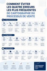 Une femme examinant des diagrammes de processus de vente sur un tableau.