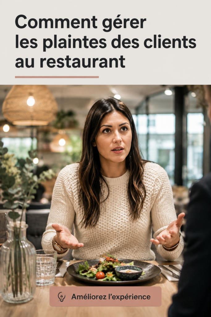 Image d'un restaurateur souriant écoutant les préoccupations d'un client au restaurant sur fond chaleureux.