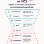 Infographie représentant le modèle de tunnel de marketing hourglass pour 2024.