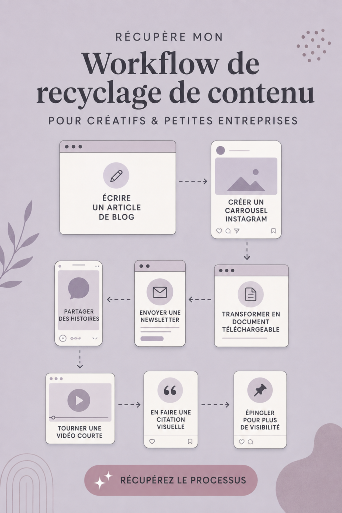 Femme travaillant sur un ordinateur entourée de documents marketing et de contenu numérique